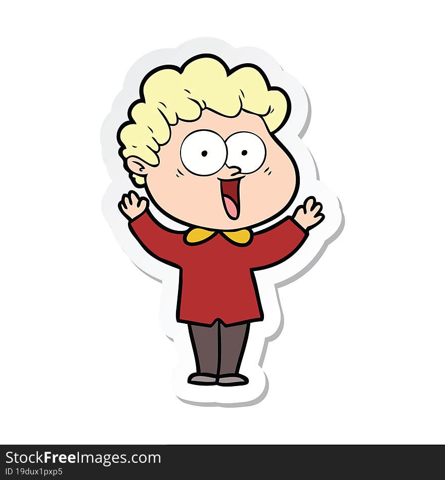 sticker of a cartoon happy man