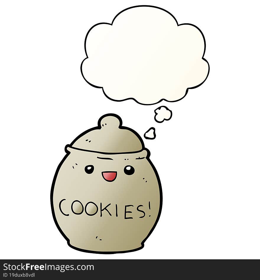 cute cartoon cookie jar and thought bubble in smooth gradient style