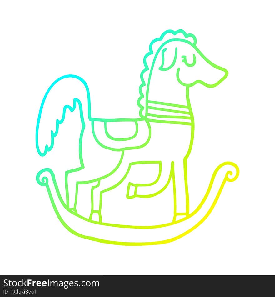 Cold Gradient Line Drawing Cartoon Rocking Horse