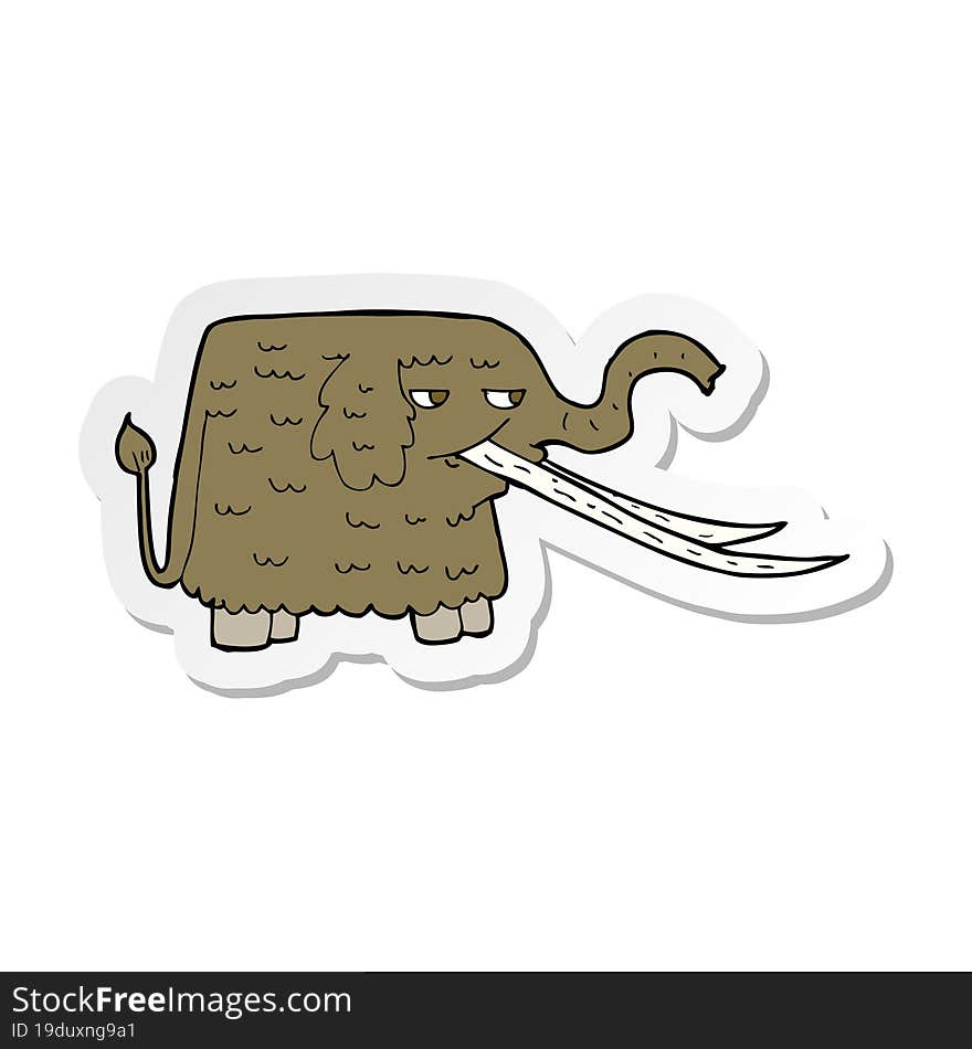 sticker of a cartoon woolly mammoth