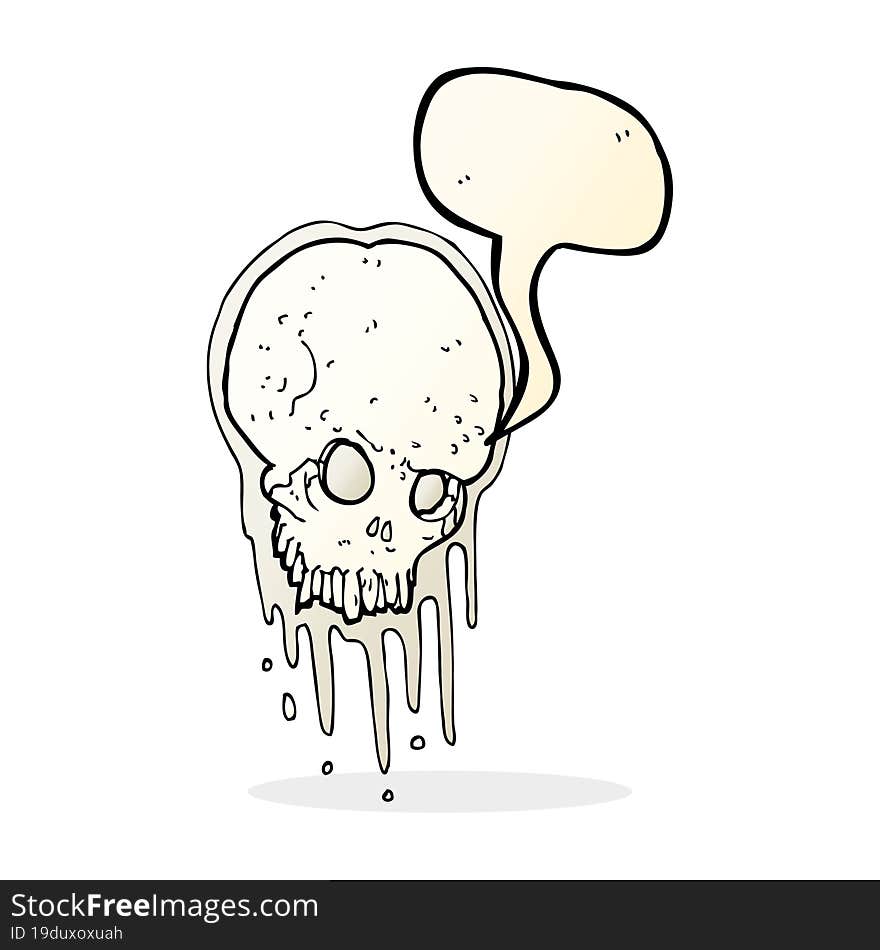 Cartoon Scary Skull With Speech Bubble