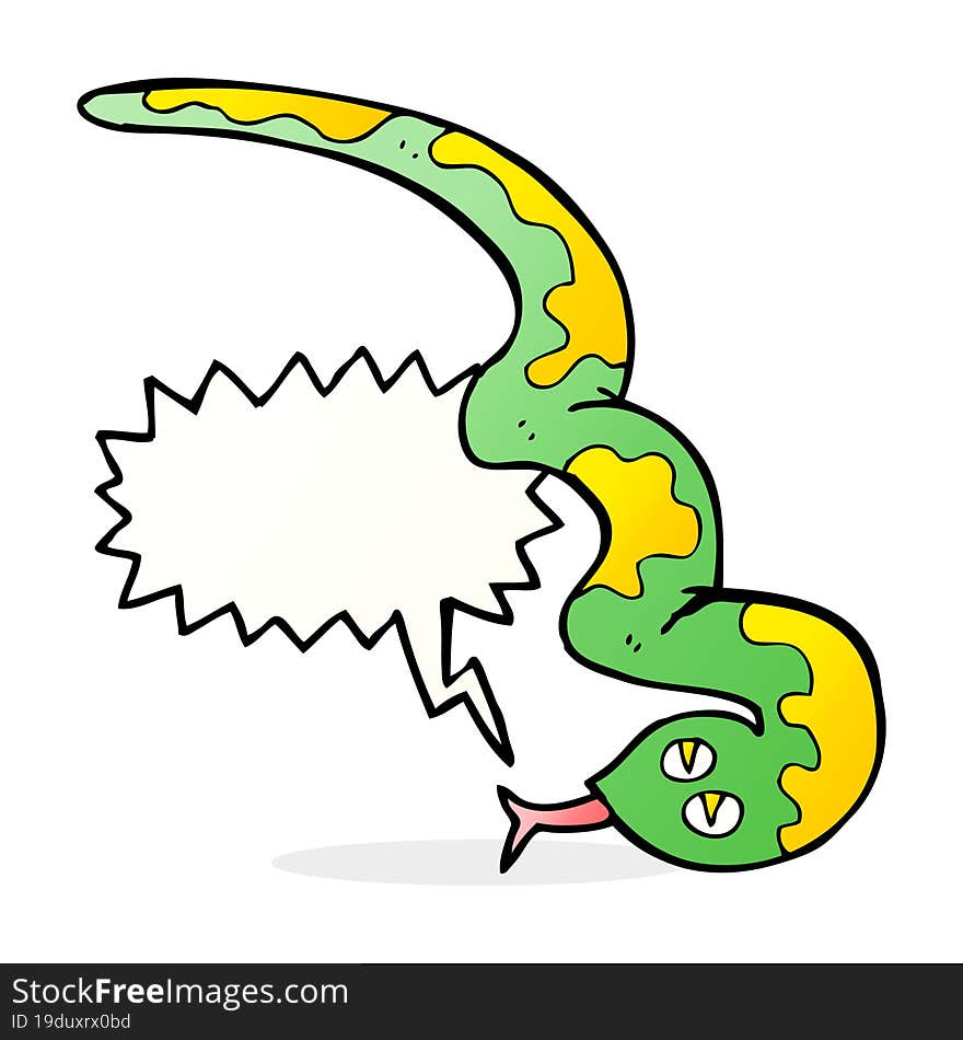 Cartoon Hissing Snake With Speech Bubble