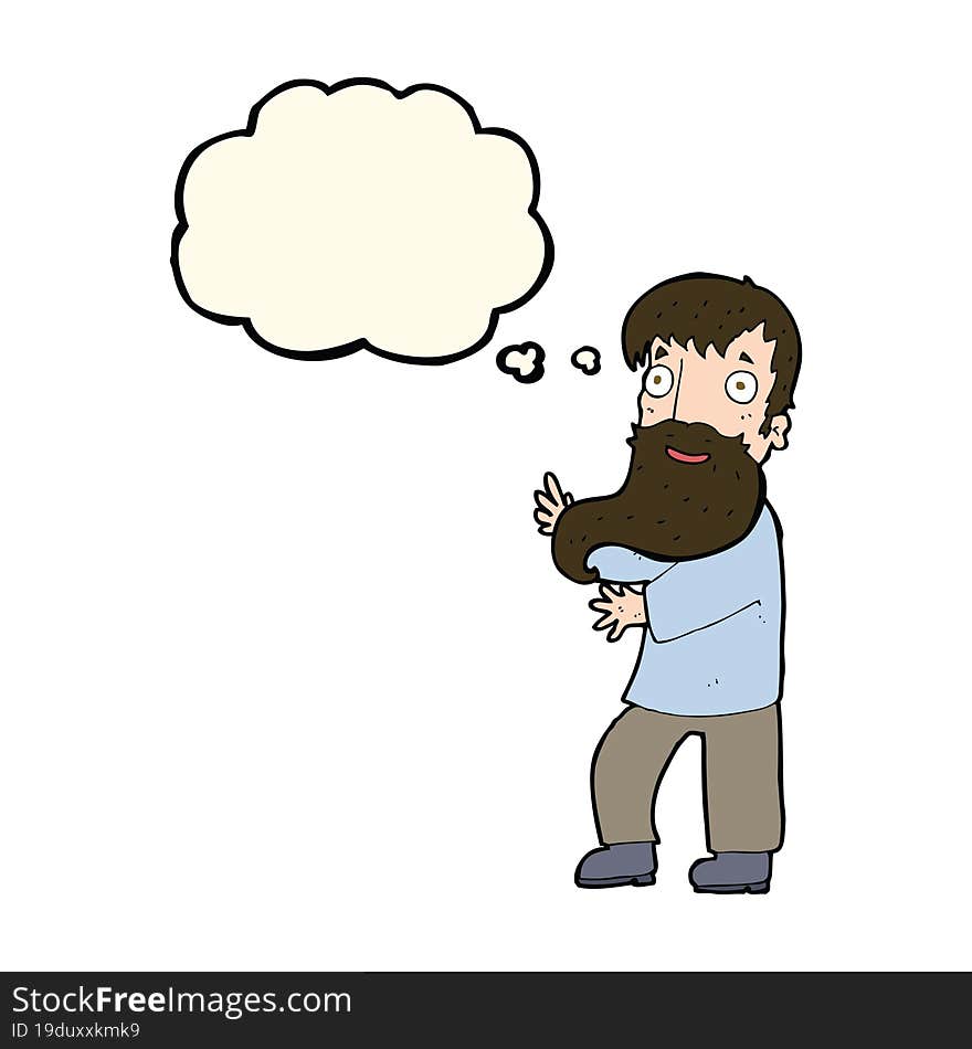 Cartoon Excited Bearded Man With Thought Bubble