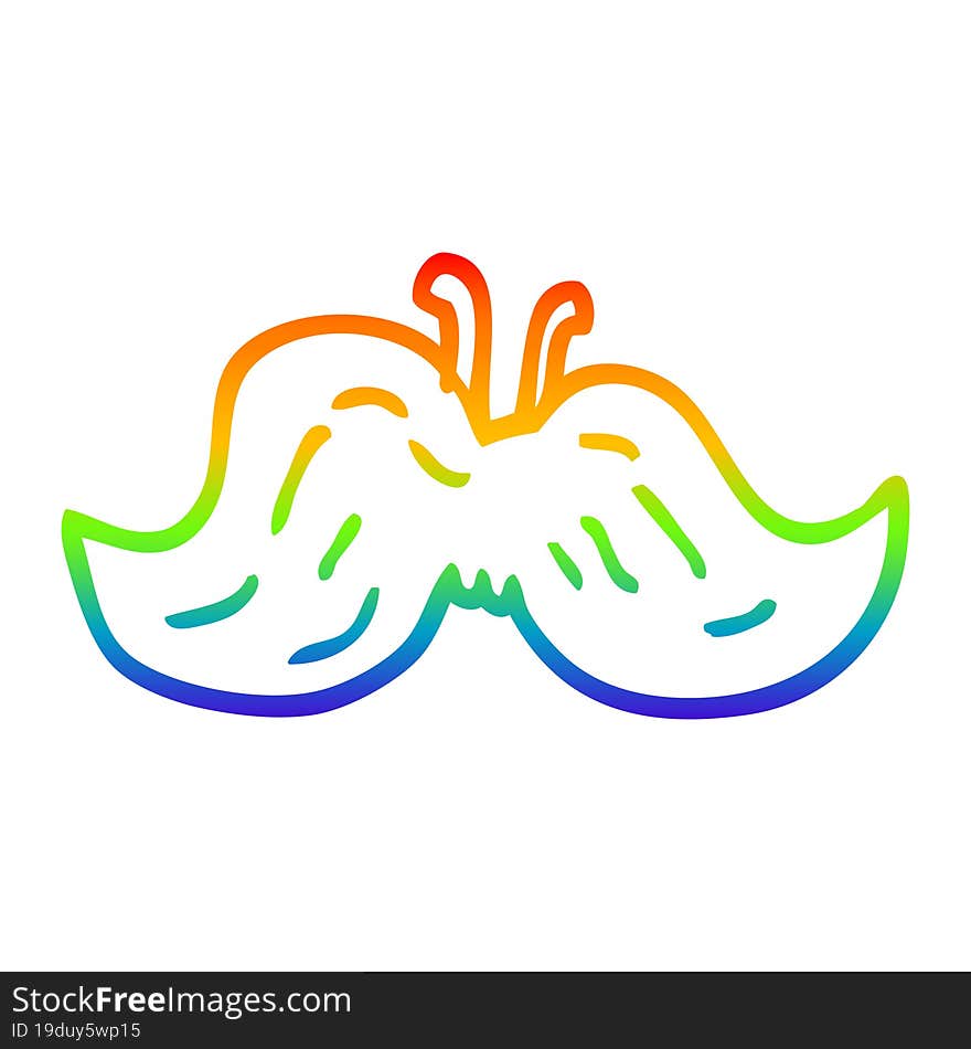 rainbow gradient line drawing cartoon mustache