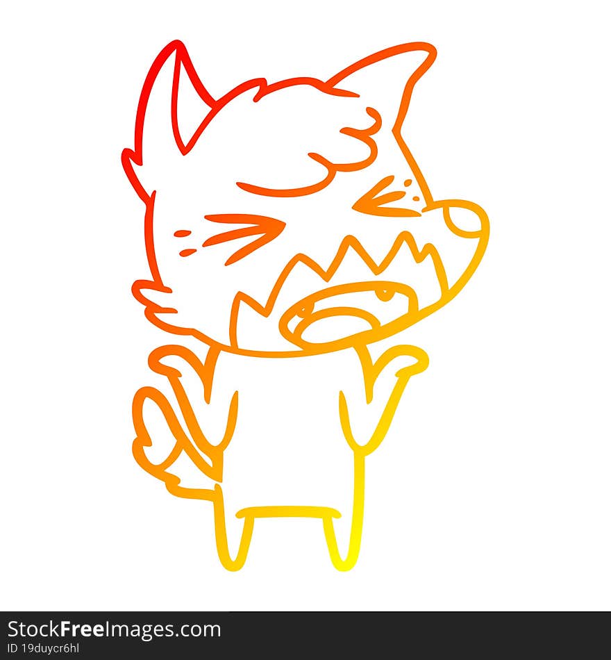 warm gradient line drawing angry cartoon fox