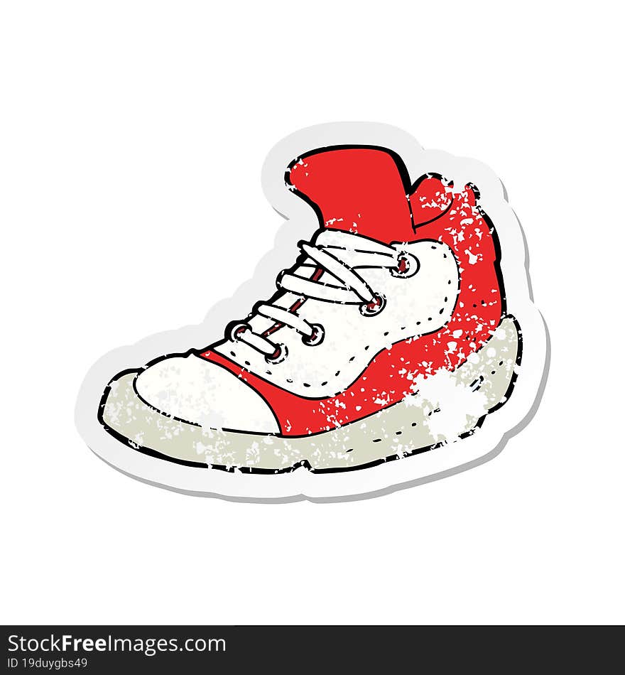 Retro Distressed Sticker Of A Cartoon Sneaker