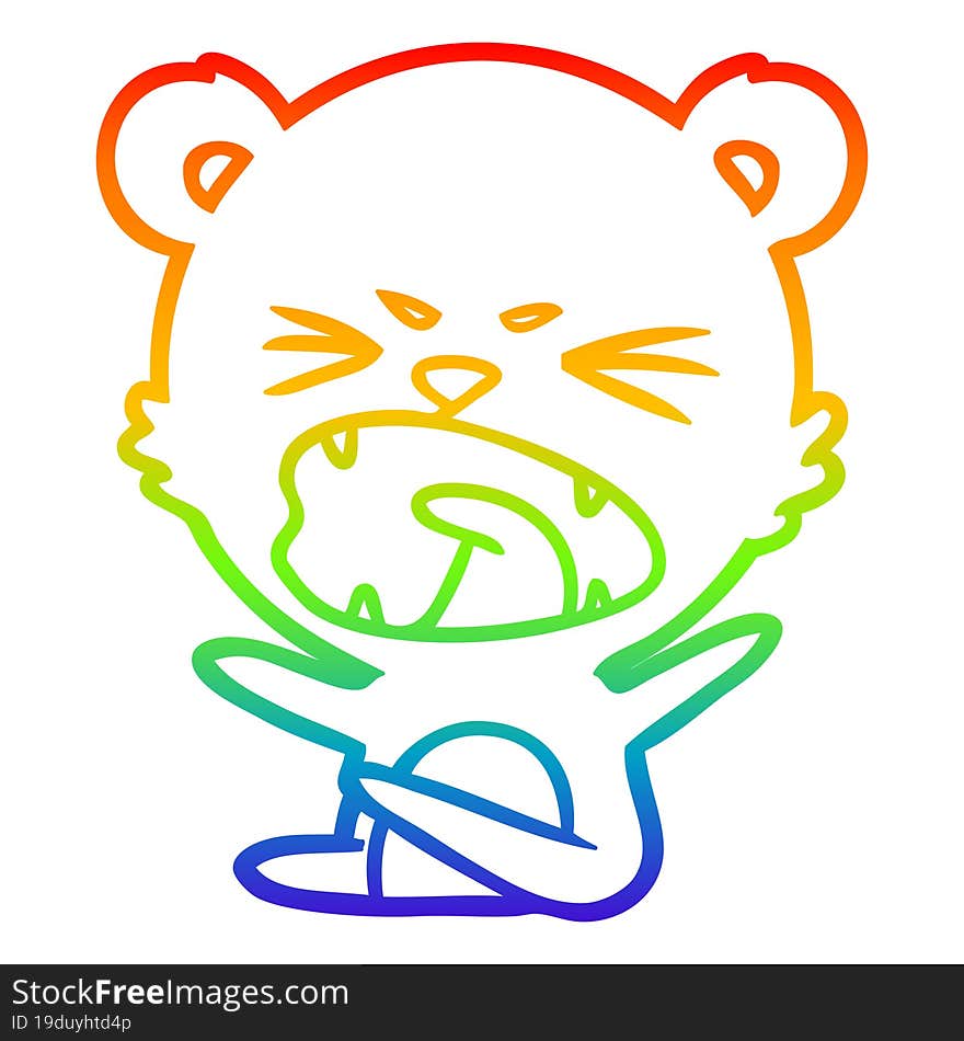 rainbow gradient line drawing angry cartoon bear