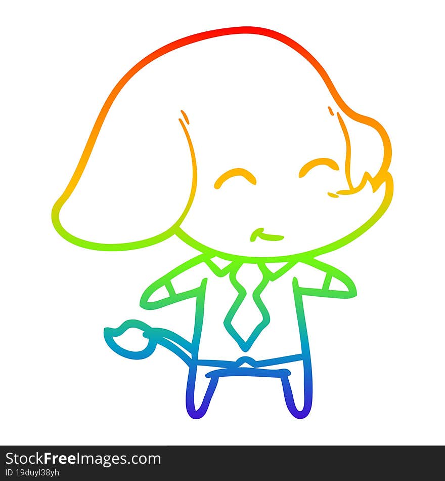 rainbow gradient line drawing cute cartoon boss elephant