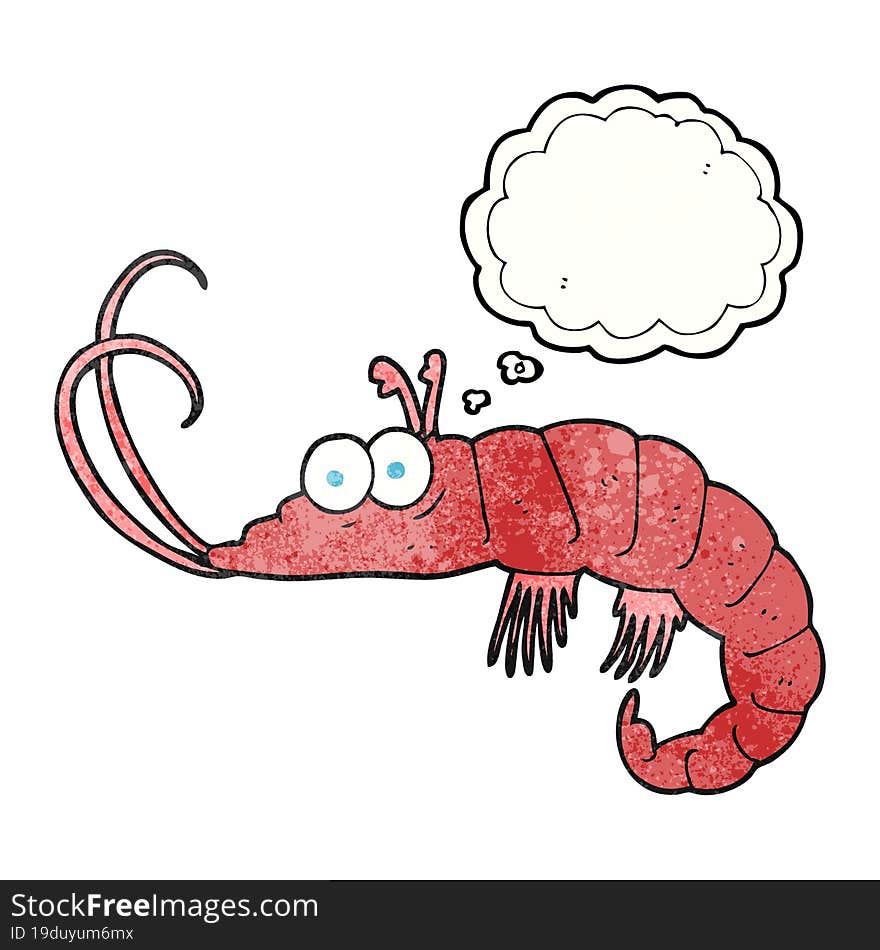 thought bubble textured cartoon shrimp