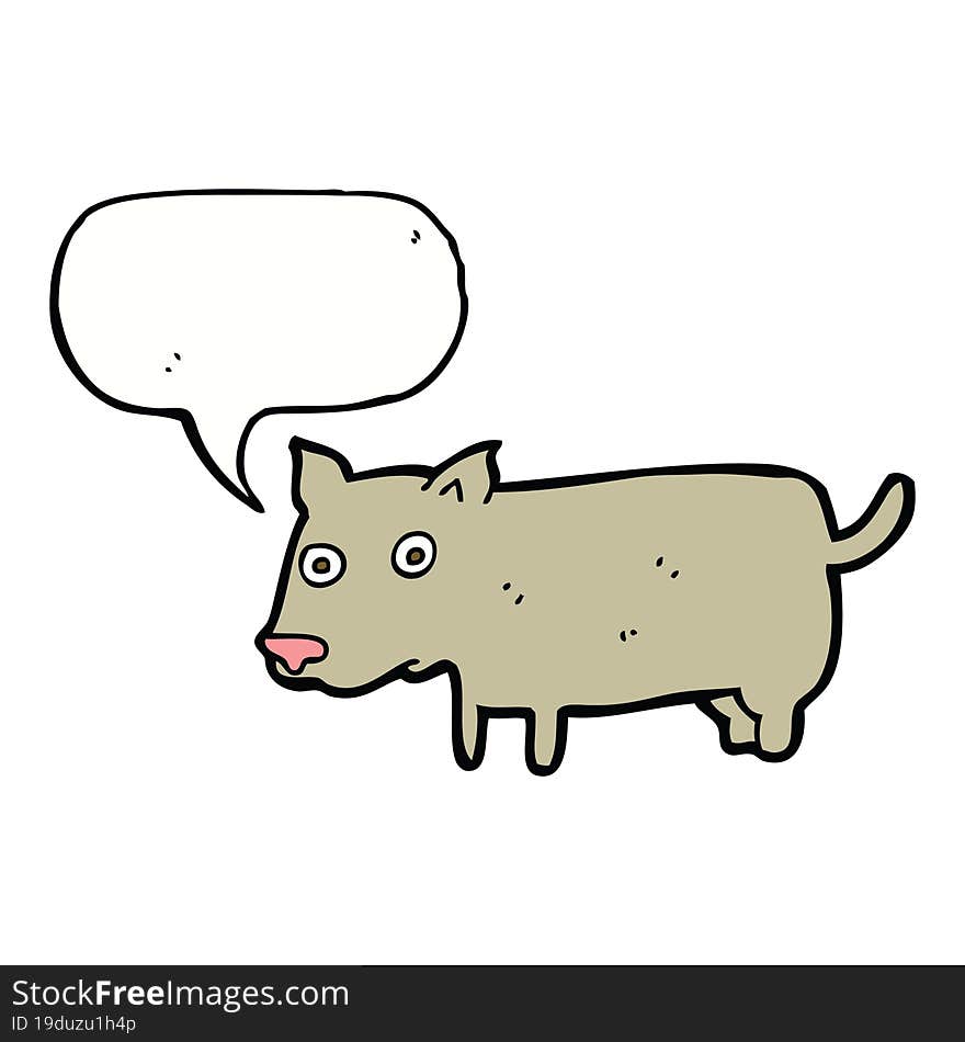 cartoon little dog with speech bubble