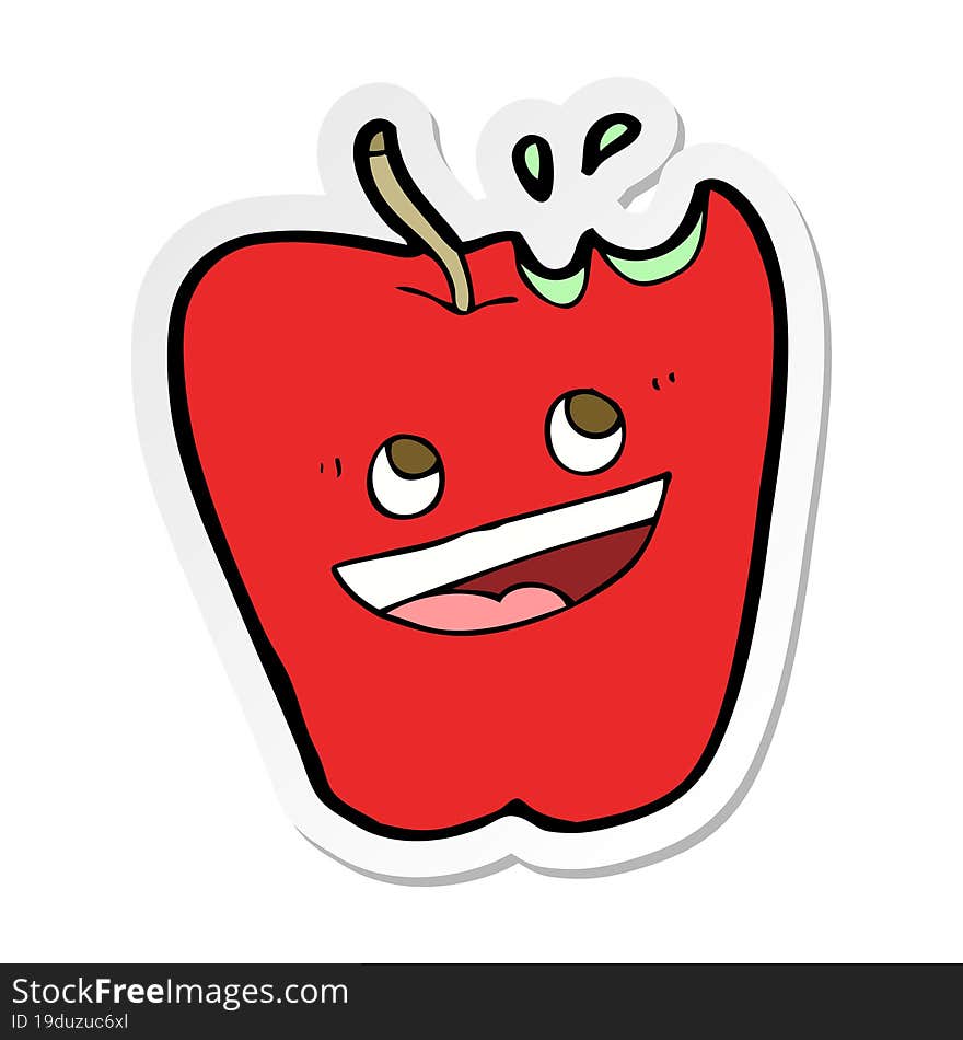 sticker of a happy apple cartoon