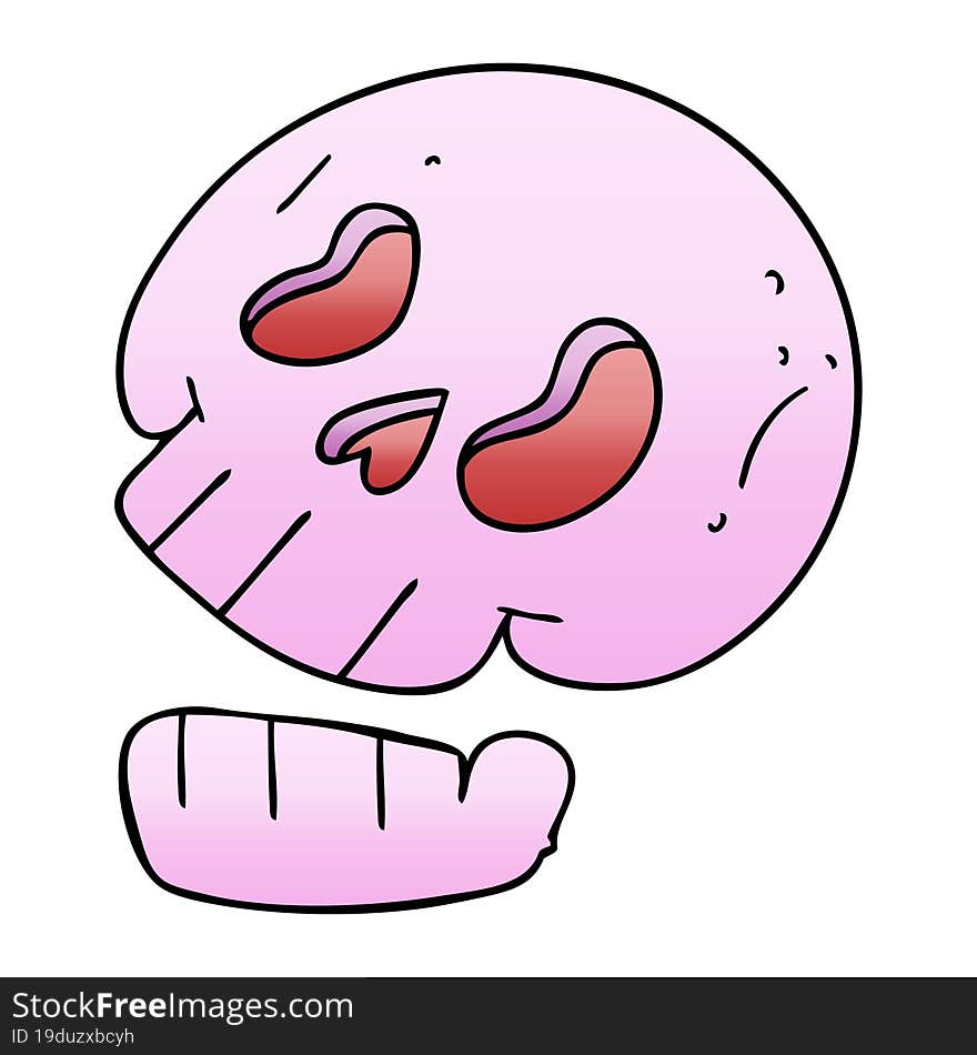 quirky gradient shaded cartoon skull