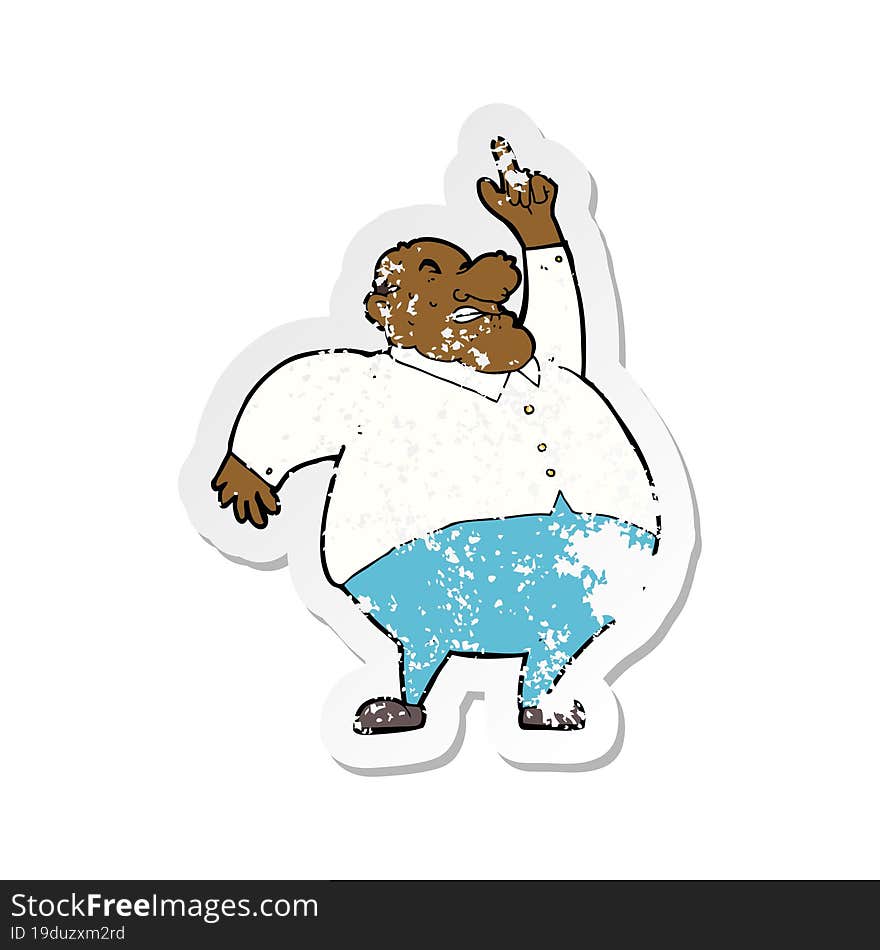 retro distressed sticker of a cartoon big fat boss