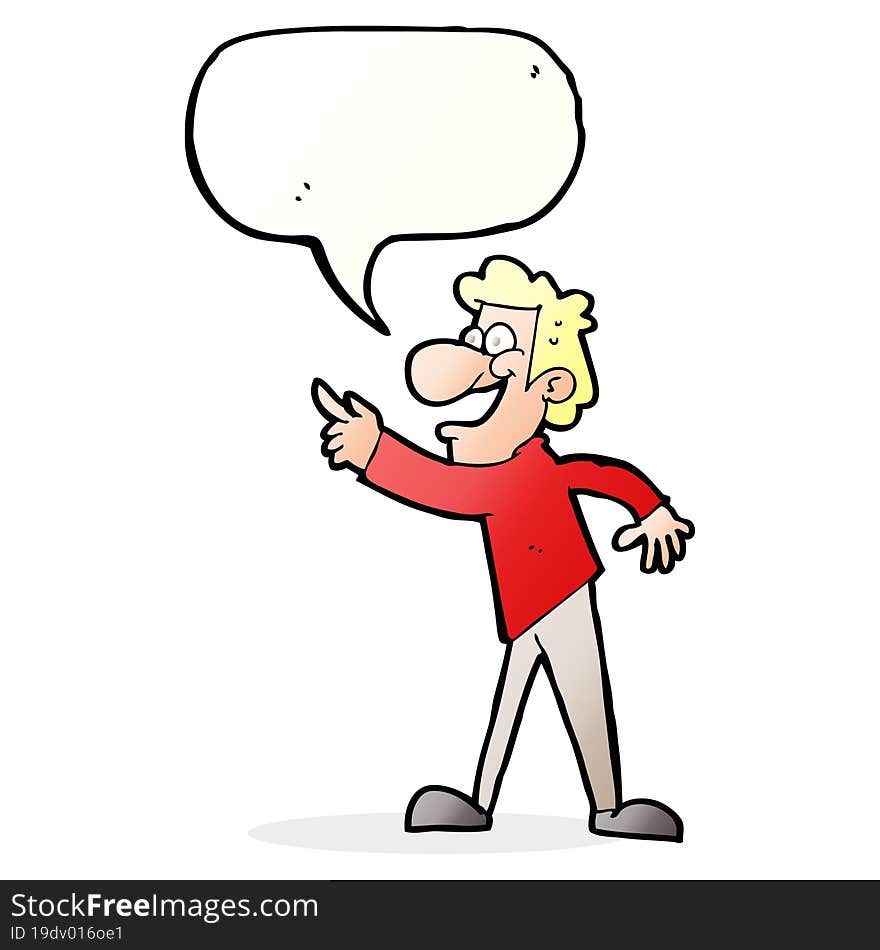 Cartoon Man Pointing And Laughing With Speech Bubble