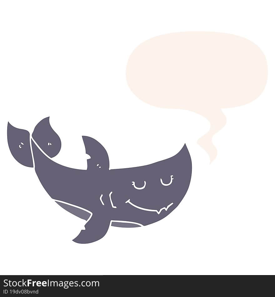 cartoon shark and speech bubble in retro style