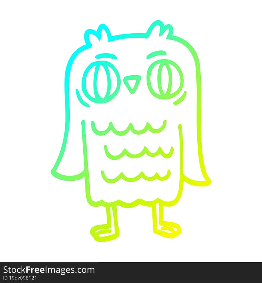 cold gradient line drawing cartoon owl