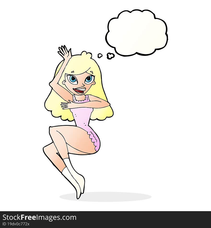 Cartoon Woman In Lingerie With Thought Bubble