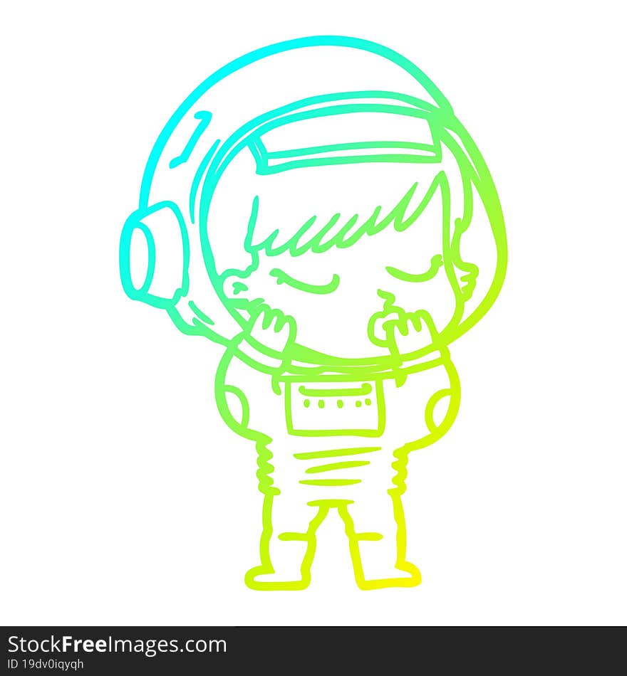 cold gradient line drawing cartoon pretty astronaut girl