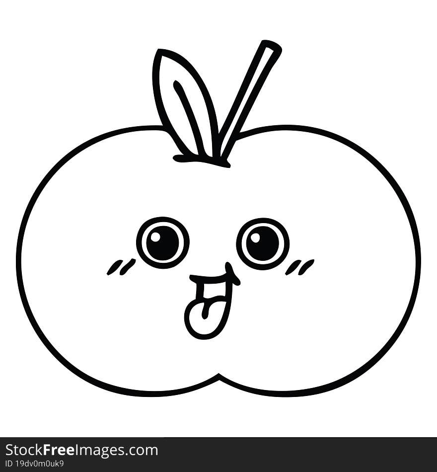 line drawing cartoon red apple