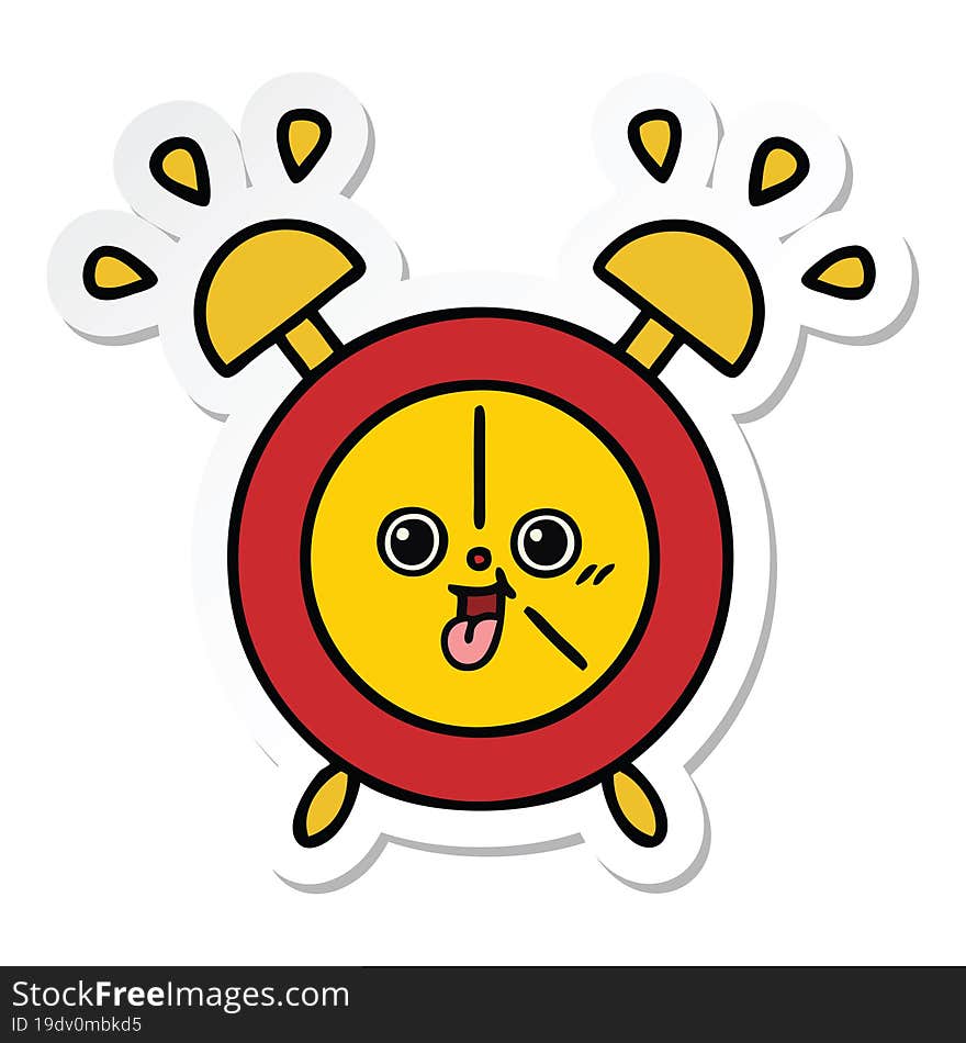 Sticker Of A Cute Cartoon Alarm Clock