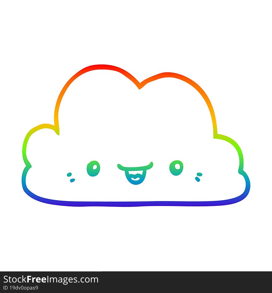 Rainbow Gradient Line Drawing Cute Cartoon Cloud