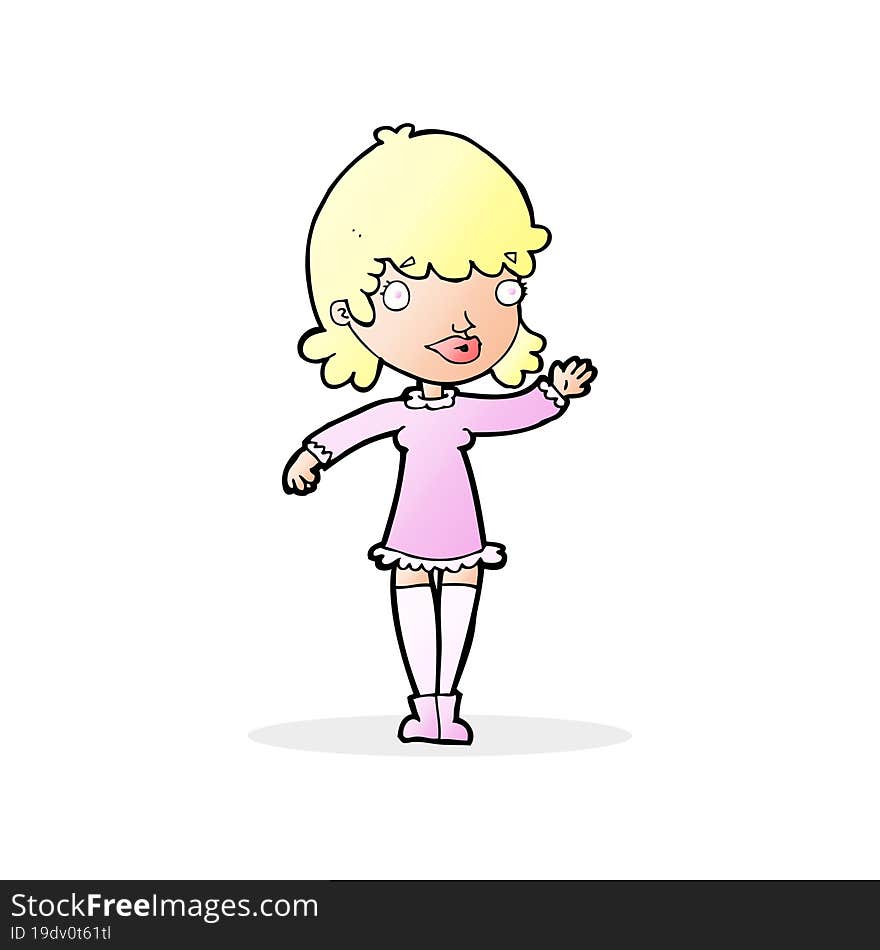 cartoon woman waving