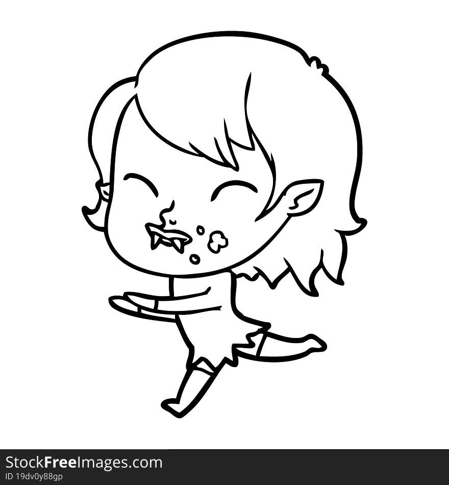 cartoon vampire girl with blood on cheek. cartoon vampire girl with blood on cheek