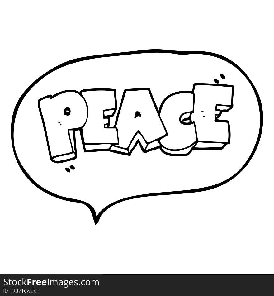 speech bubble cartoon word peace