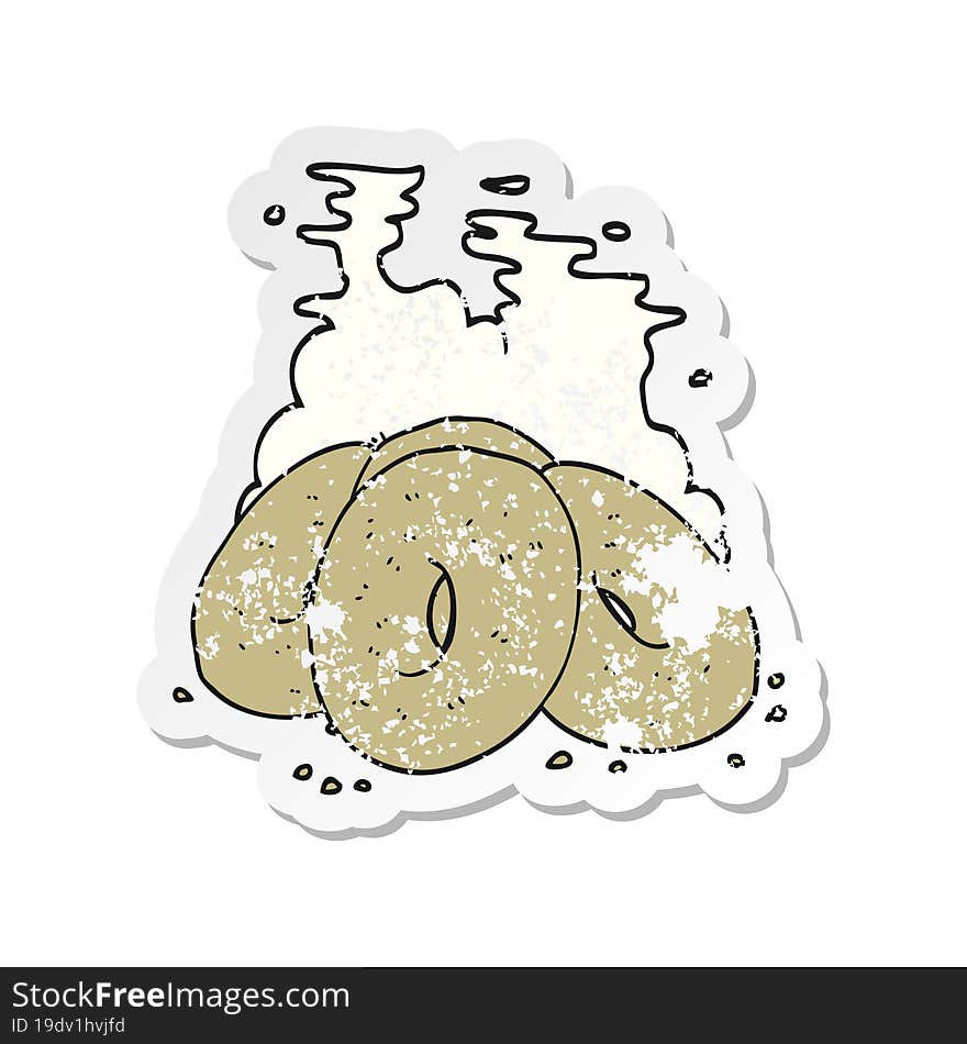 retro distressed sticker of a cartoon bagels