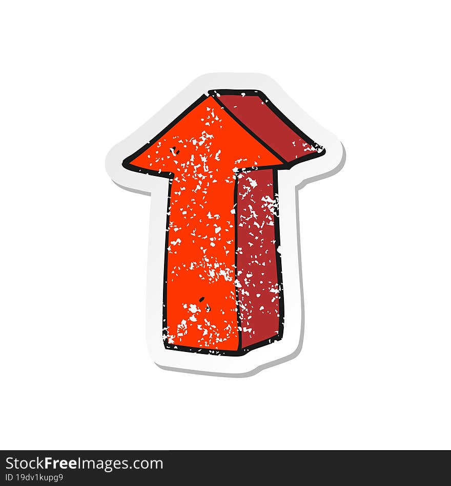 retro distressed sticker of a cartoon arrow