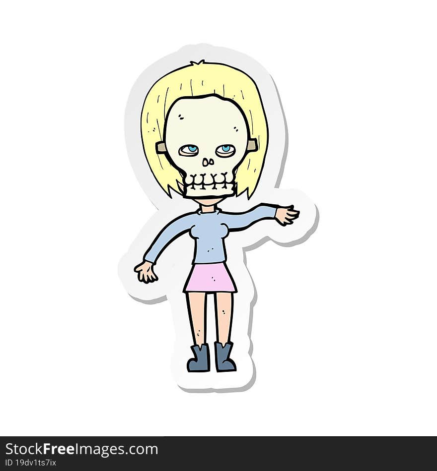 sticker of a girl wearing skull mask