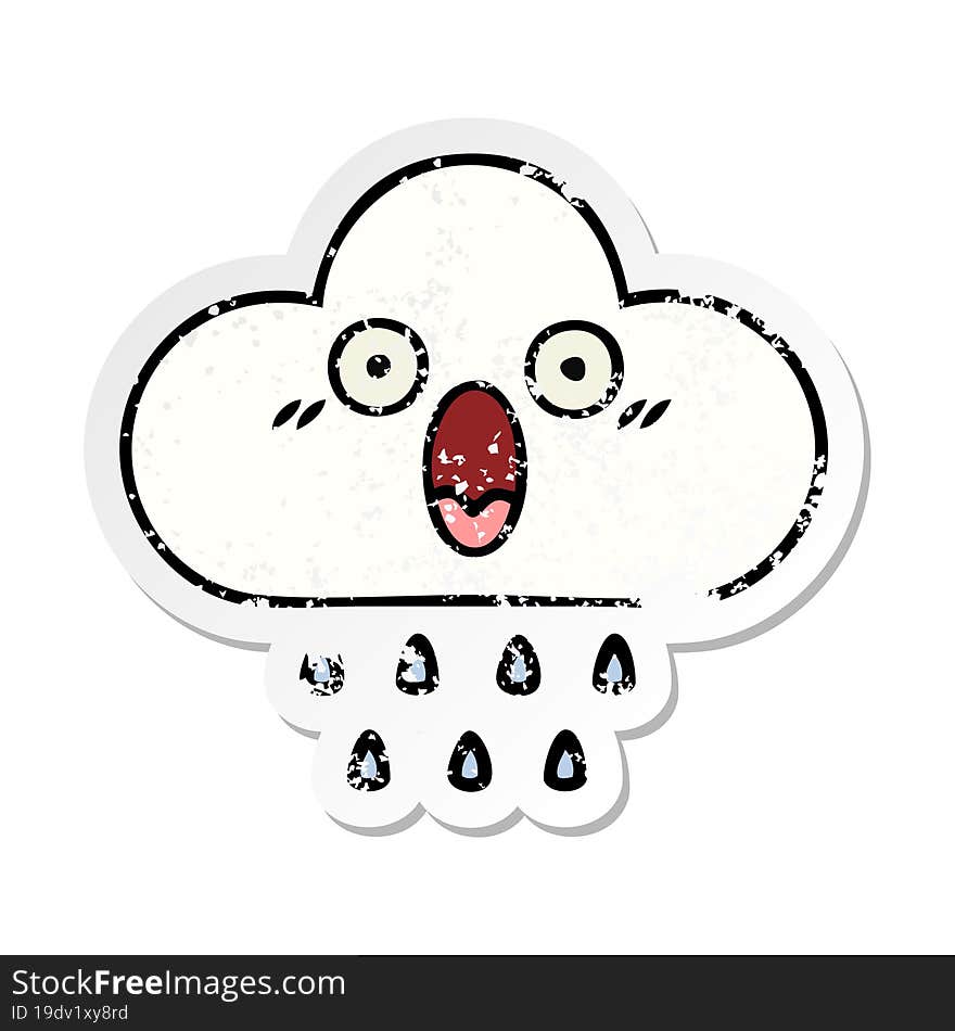 Distressed Sticker Of A Cute Cartoon Rain Cloud