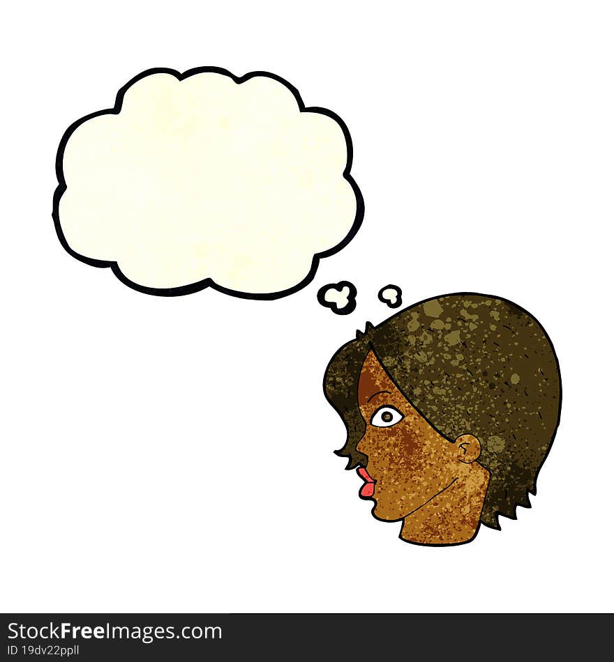 Cartoon Staring Woman With Thought Bubble