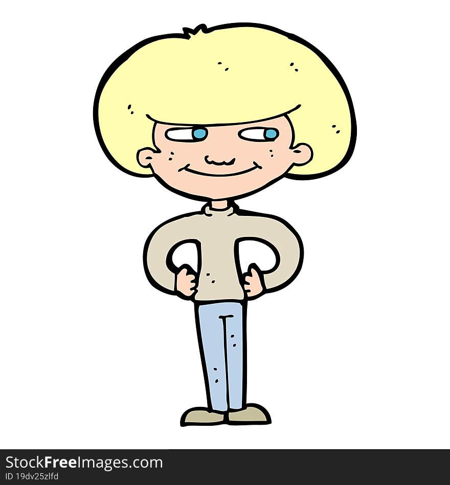 Cartoon Boy With Hands On Hips