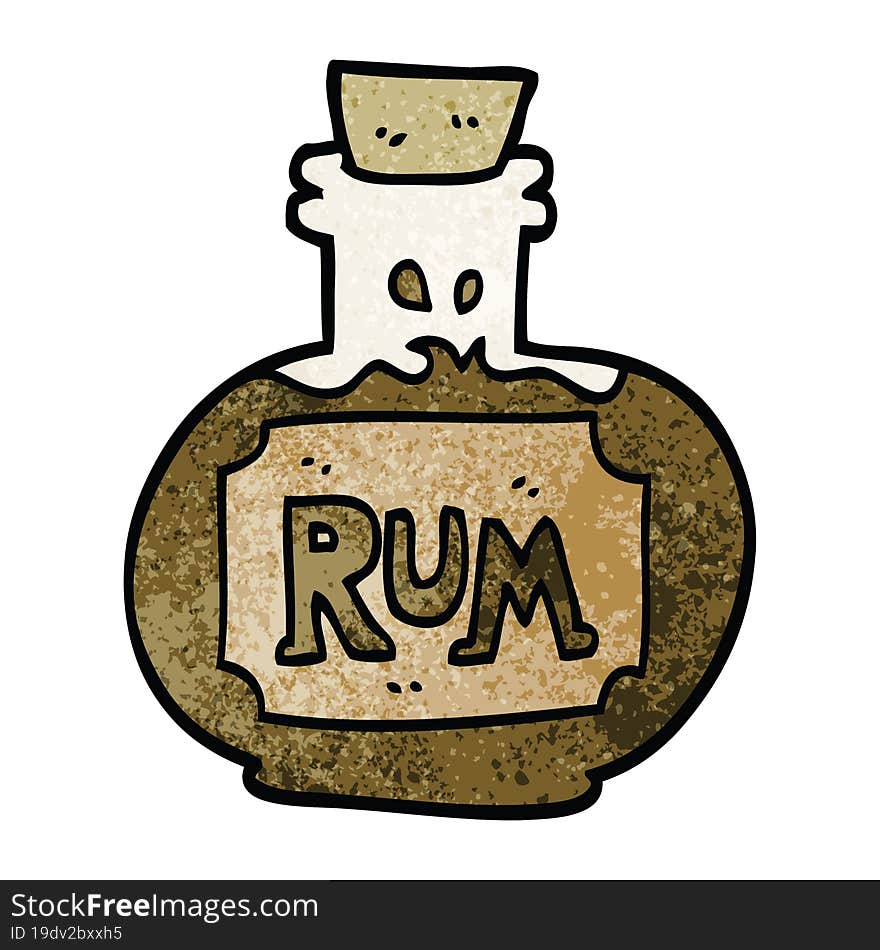 Cartoon Doodle Old Bottle Of Rum