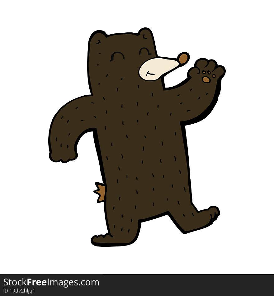 Cartoon Waving Black Bear