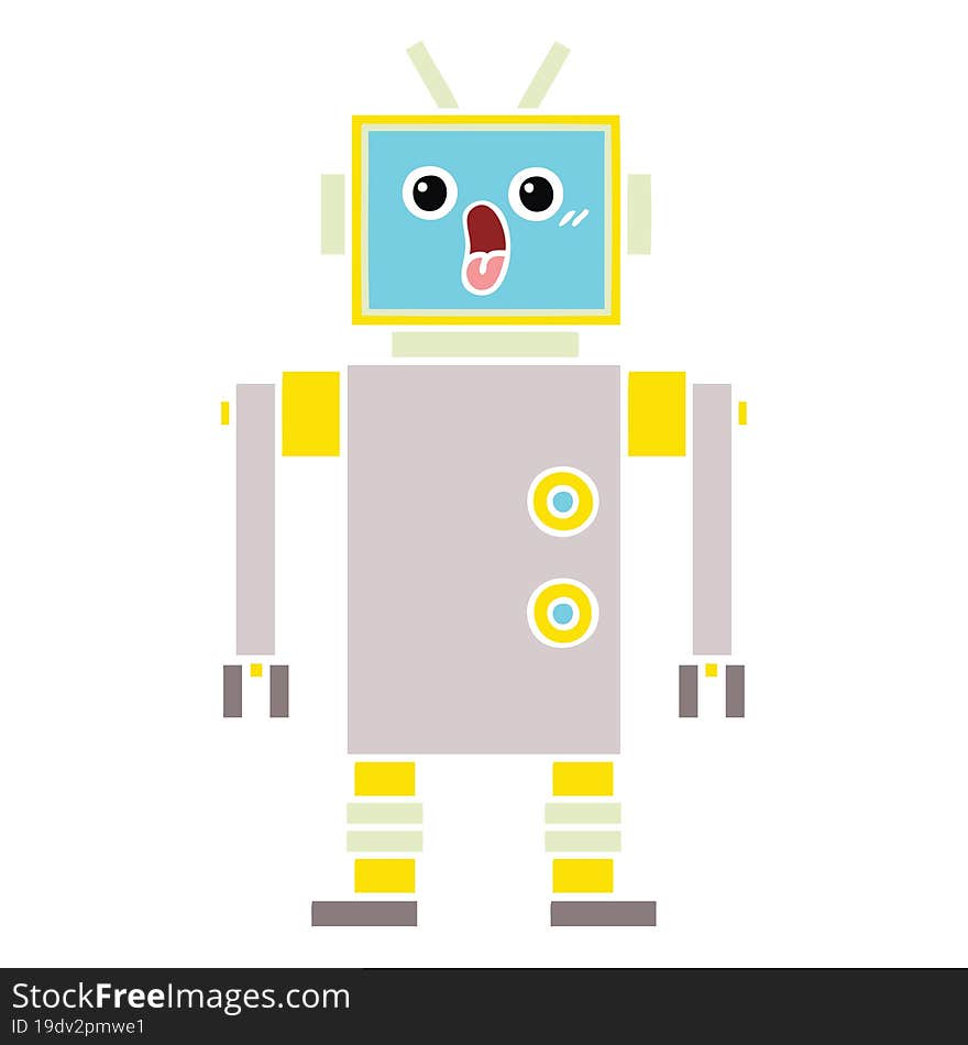 flat color retro cartoon of a robot