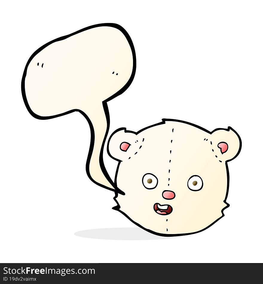 cartoon polar teddy bear head with speech bubble