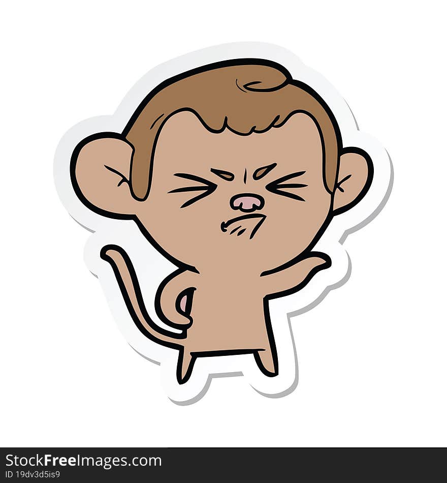 Sticker Of A Cartoon Angry Monkey