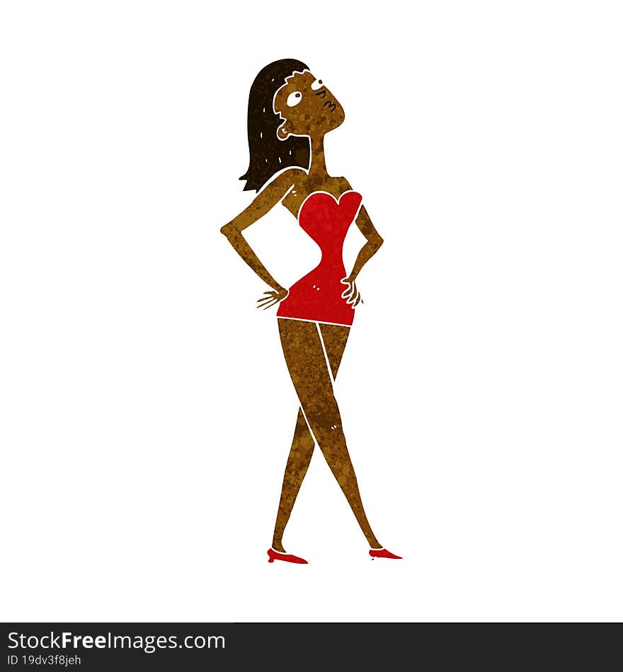 Cartoon Woman In Party Dress