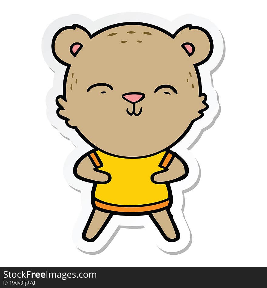 sticker of a happy cartoon bear