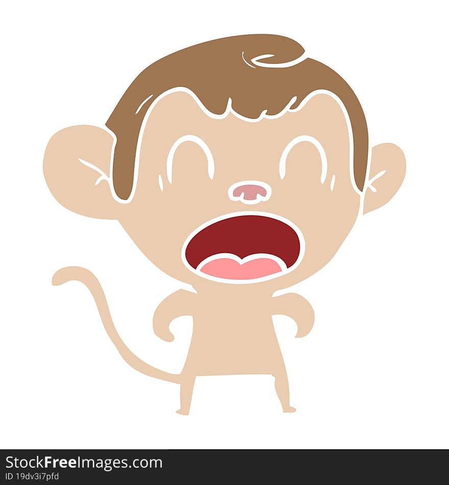 shouting flat color style cartoon monkey