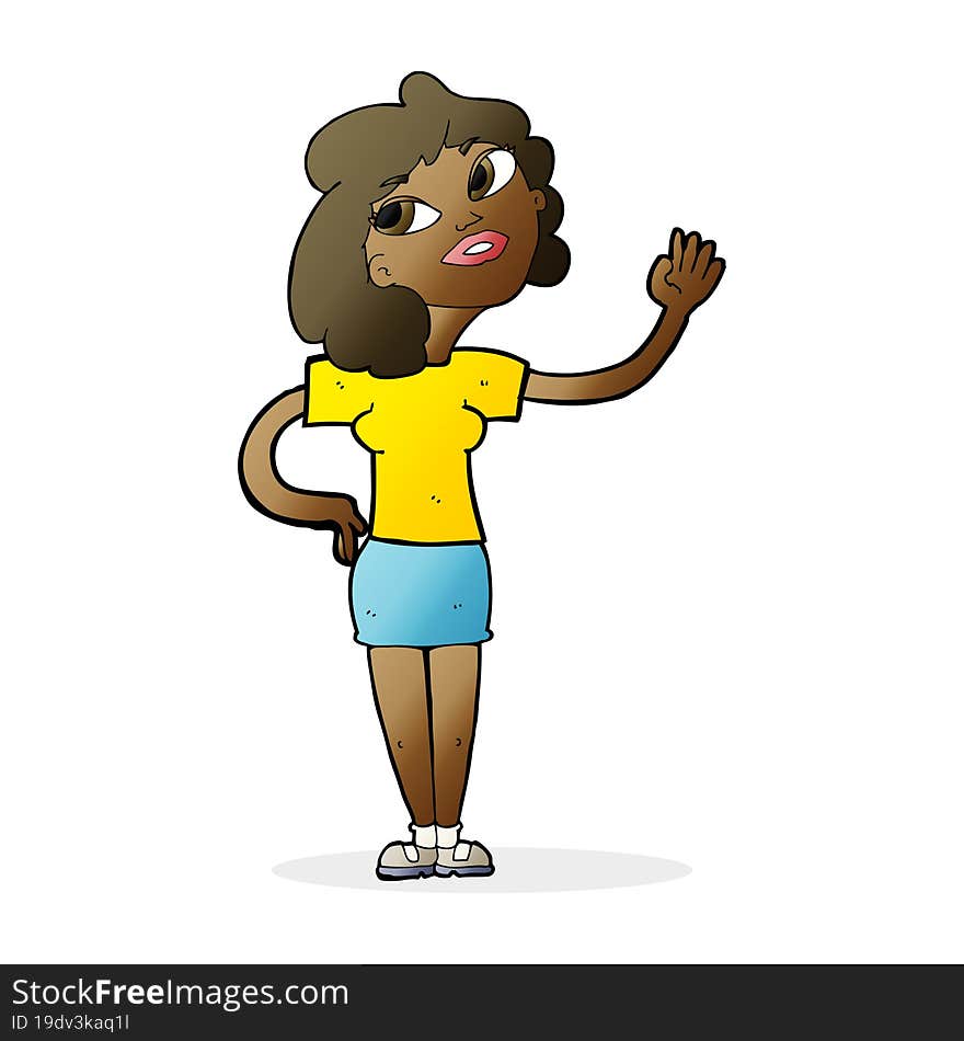 cartoon woman waving