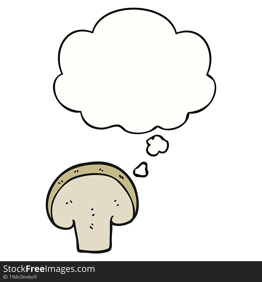 Cartoon Mushroom Slice And Thought Bubble