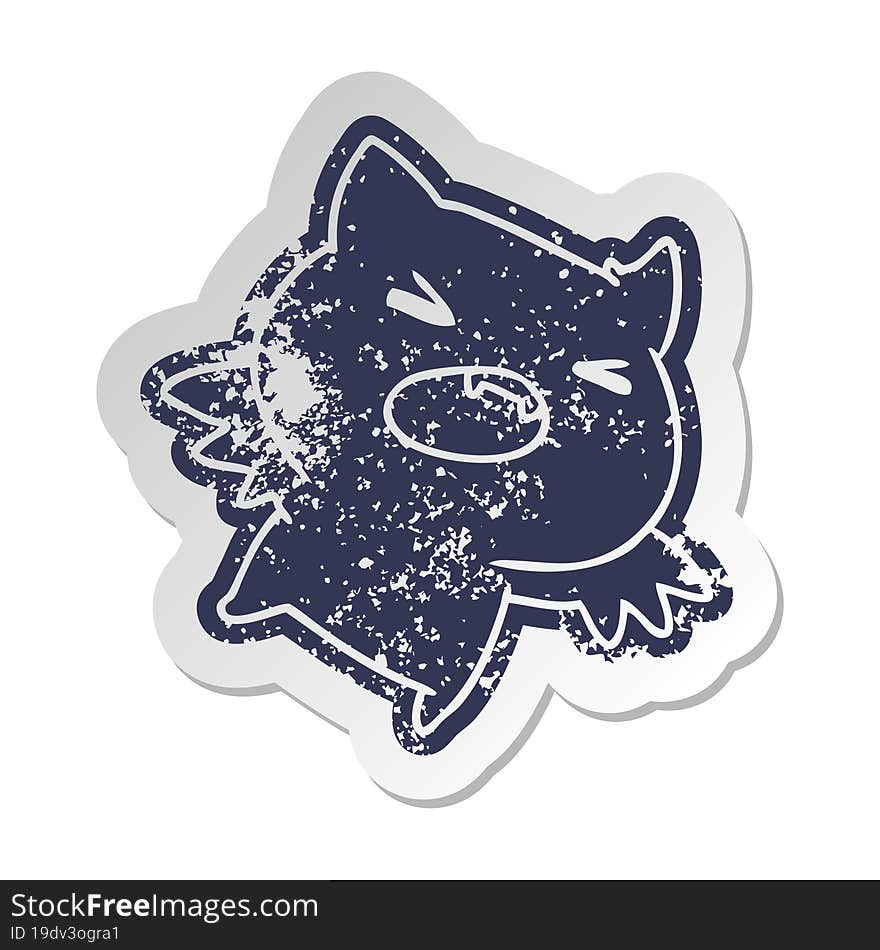 distressed old sticker of a kawaii cute bat