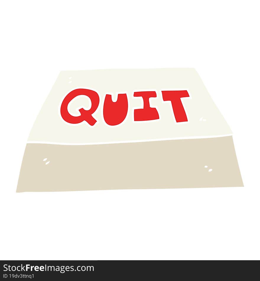 flat color illustration of a cartoon quit button