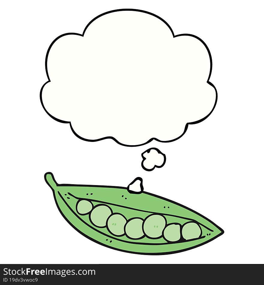 cartoon peas in pod with thought bubble. cartoon peas in pod with thought bubble