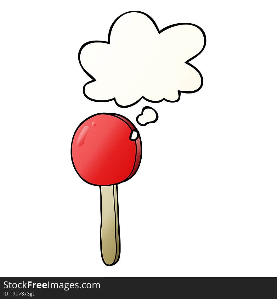 cartoon lollipop and thought bubble in smooth gradient style