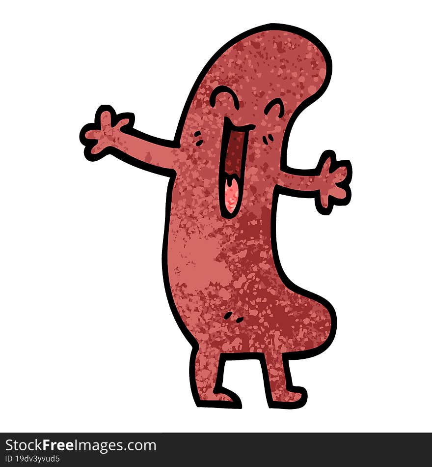 grunge textured illustration cartoon happy sausage