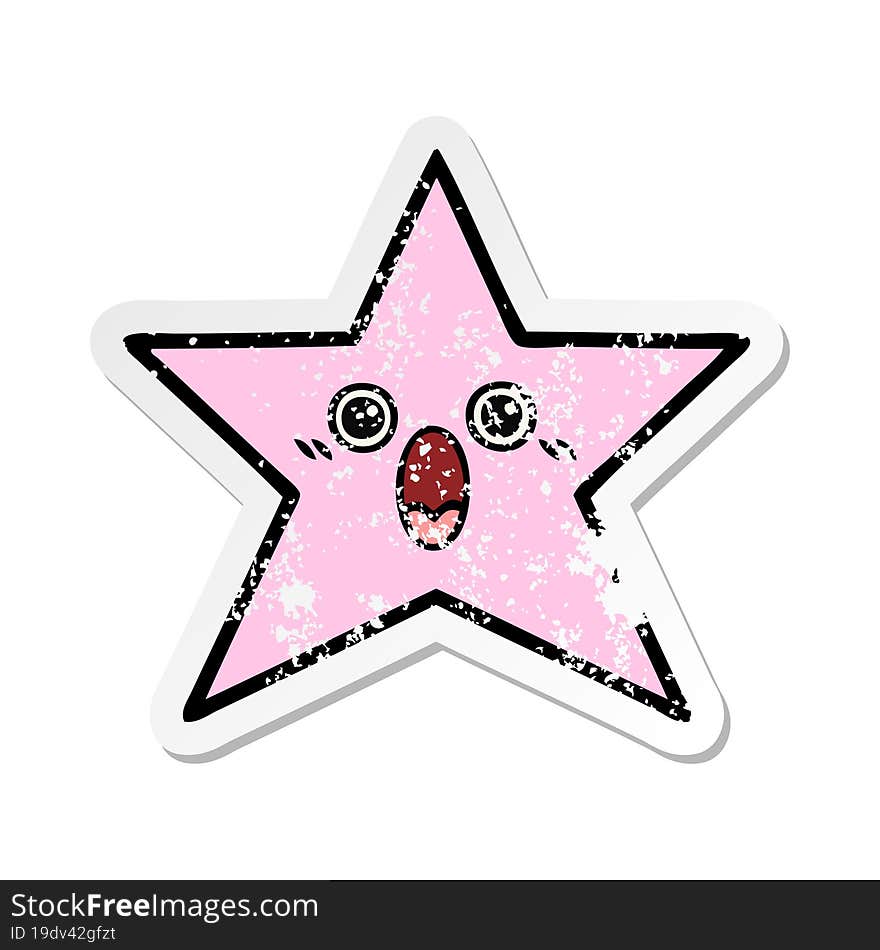 distressed sticker of a cute cartoon star fish